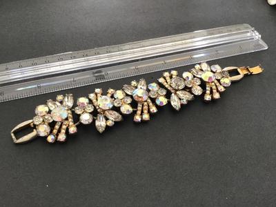 Vintage Rhinestone Bracelet Clear Statement