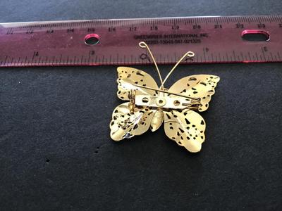 Gold Tone Butterfly Brooch
