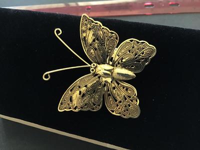 Gold Tone Butterfly Brooch