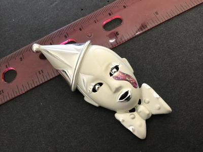 Silver Tone Clown Brooch