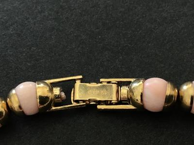 Avon Signed Pink And Gold Tone Vintage Necklace