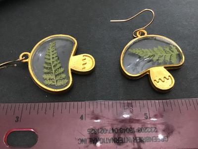 Pressed Fern Mushroom Earrings