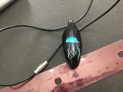 Glass Jelly Fish Pendant on Cord Chain