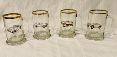 COLLECTIBLE CORVETTE TANKARDS WITH GOLD RIM