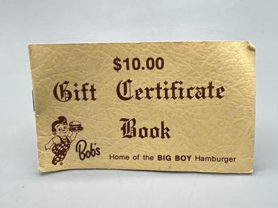 Vintage $10 Bob's Big Boy Memorabilia Diner Gift Certificate Booklet