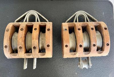 Pair of Wooden Pulleys