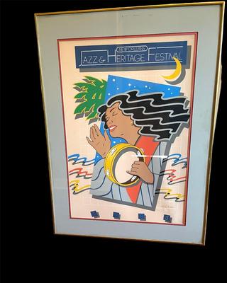 HUGH RICKS, NUMBERED Original 1983 New Orleans Jazz Fest Poster