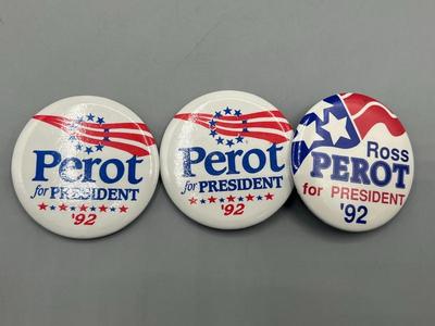 Lot of Retro Ross Perot for President 1992 Campaign Buttons