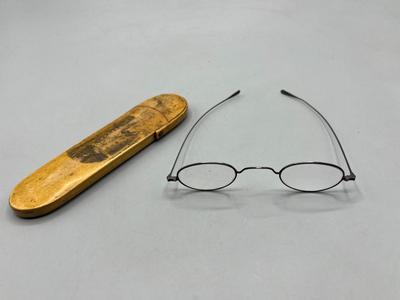 Antique Round Reading Seeing Glasses with Glasgow from the Glyde Case