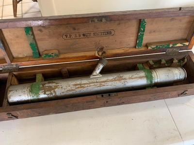 Large Antique Military Weapon Sight In Wood Case -  Lot 841