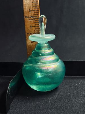 Contemporary Signed James Hayer Art Glass Iridescent Perfume Bottle