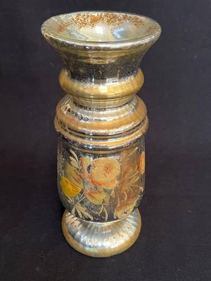Tall Antique Mercury Blown Glass Hand Painted vase