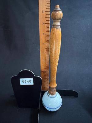 Antique Blue Onion Glazed Porcelain Sock Darner or Pestle