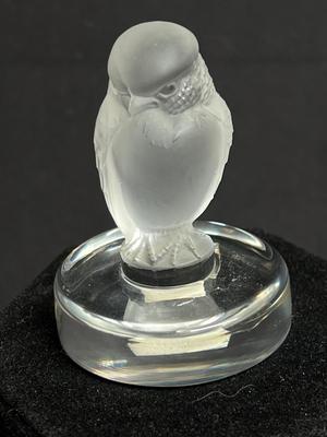 Pair small LALIQUE birds - Pheasant and Angry little Raptor Bird of Prey