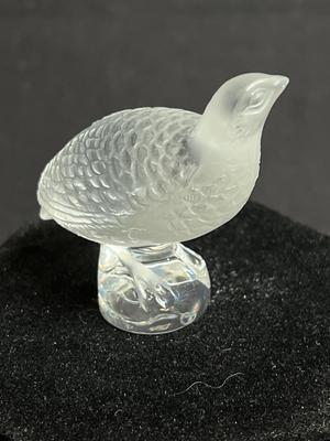 Pair small LALIQUE birds - Pheasant and Angry little Raptor Bird of Prey