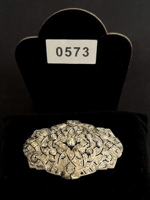 STUNNING Large 14-18k Gold and Diamond Brooch - 3