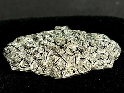 STUNNING Large 14-18k Gold and Diamond Brooch - 3" long