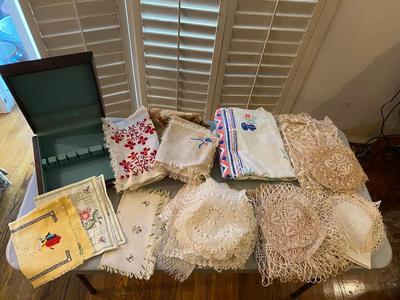 Linens and crocheted doilies and more