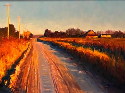 Gorgeous Todd Matson Original Kansas work "Red Light Red Grass"
