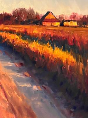 Gorgeous Todd Matson Original Kansas work "Red Light Red Grass"