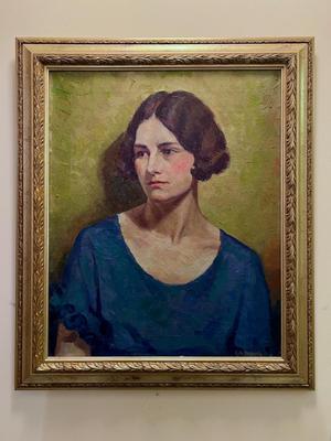 Rare offering - CA HOTVEDT Original Portrait of a Young Woman Oil on Canvas
