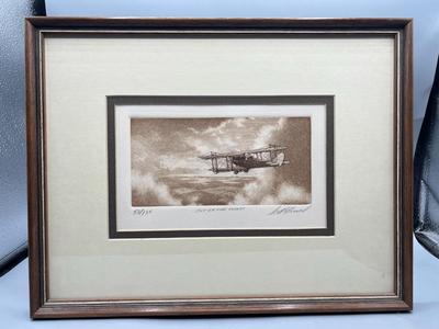 Out of the Clouds Aeroplane By Scott Fitzgerald Etching On Paper Numbered & Signed