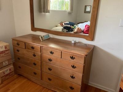 Low Boy Long Dresser with Wall Mounted Mirror - ARCADIA