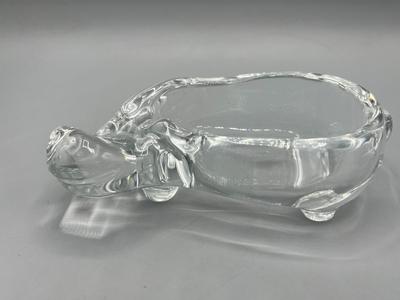 Clear Glass Hippo Hippopotamus Trinket Soap Dish