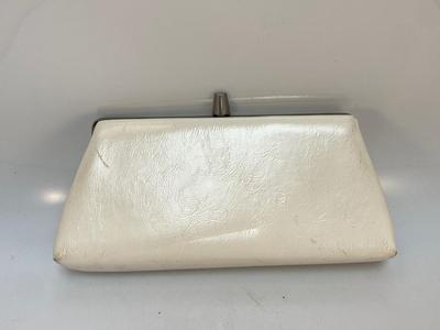 Vintage White Leather Handbag Clutch