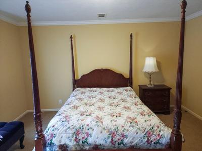 Full Size Mahogany Four Poster Bed with Mattress and Springs