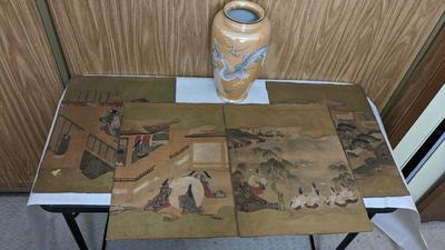 Japanese Vase and Rice Paper Art