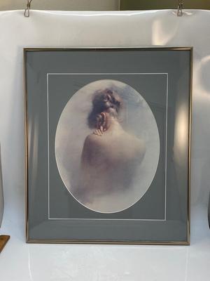 Vintage Retro Seductive Sensual Painting Print Nude Womans Back with