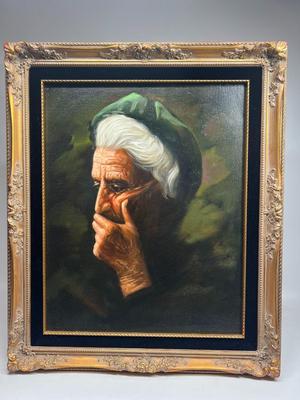 Vintage Southern Gothic Country Gasping Elderly Lady Oil Painting with Purchase Provenance