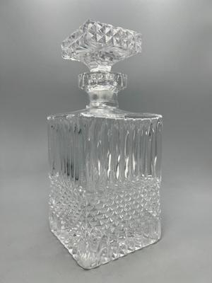 Vintage Square MCM Crystal Glass Scotch Liquor Decanter Boottle
