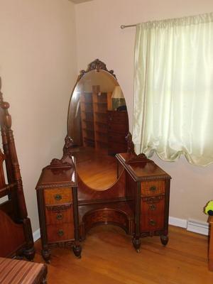 BREATHTAKING ANTIQUE VANITY WITH STOOL