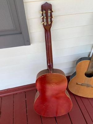 LOT:57G : A Vintage Stafford Guitar &  Signed Carlos Guitar w/Music Stand