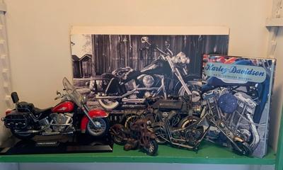 LOT:61G: Harley Davidson & Motorcycle Collectibles Including  Telemania Touchtone Telephone