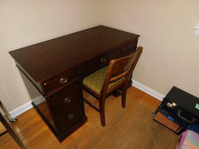 NICE LITTLE VINTAGE DESK AND CHAIR WITH STARTER SUPPLIES
