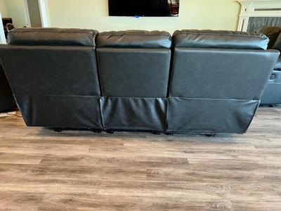 BLACK LEATHER, POWER RECLINER SOFA