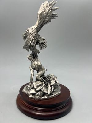 Vintage Shoshone-Eagle Catcher Native American Limited Edition Signed Chilmark Fine Pewter Art Figurine Statue with Purchase Provenance