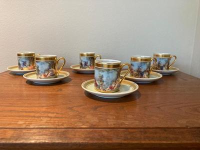 Vintage Schmidt demitasse cups with saucers set of six