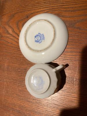 Vintage made in occupied Japan demitasse teacups with saucers and little boy