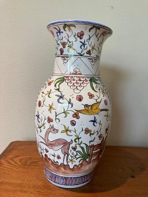 Lis Ceramica Brazilian Pottery hand-painted floral vase