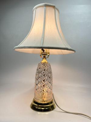 Lead Crystal Diamond Pattern Table Lamp with Shade Made in Poland |  EstateSales.org