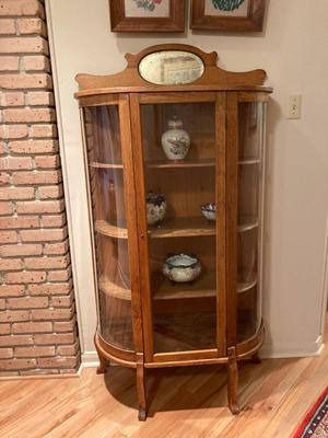 Antique 1923 oak curio cabinet