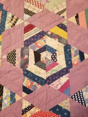 Vintage handmade scrappy star quilt