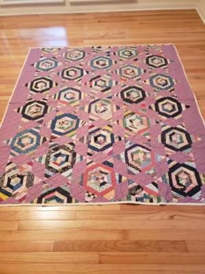 Vintage handmade scrappy star quilt