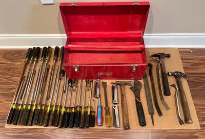 Metal Toolbox and Tool Lot