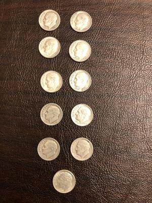 11 Silver Roosevelt Dimes