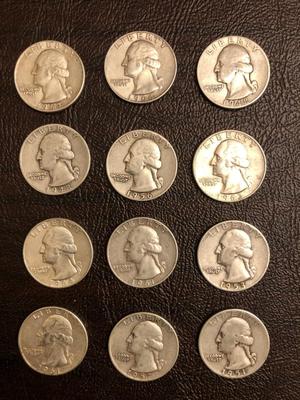 12 Silver Washington Quarters